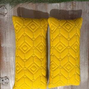 Yellow Cotton Lumbar Throw Pillow